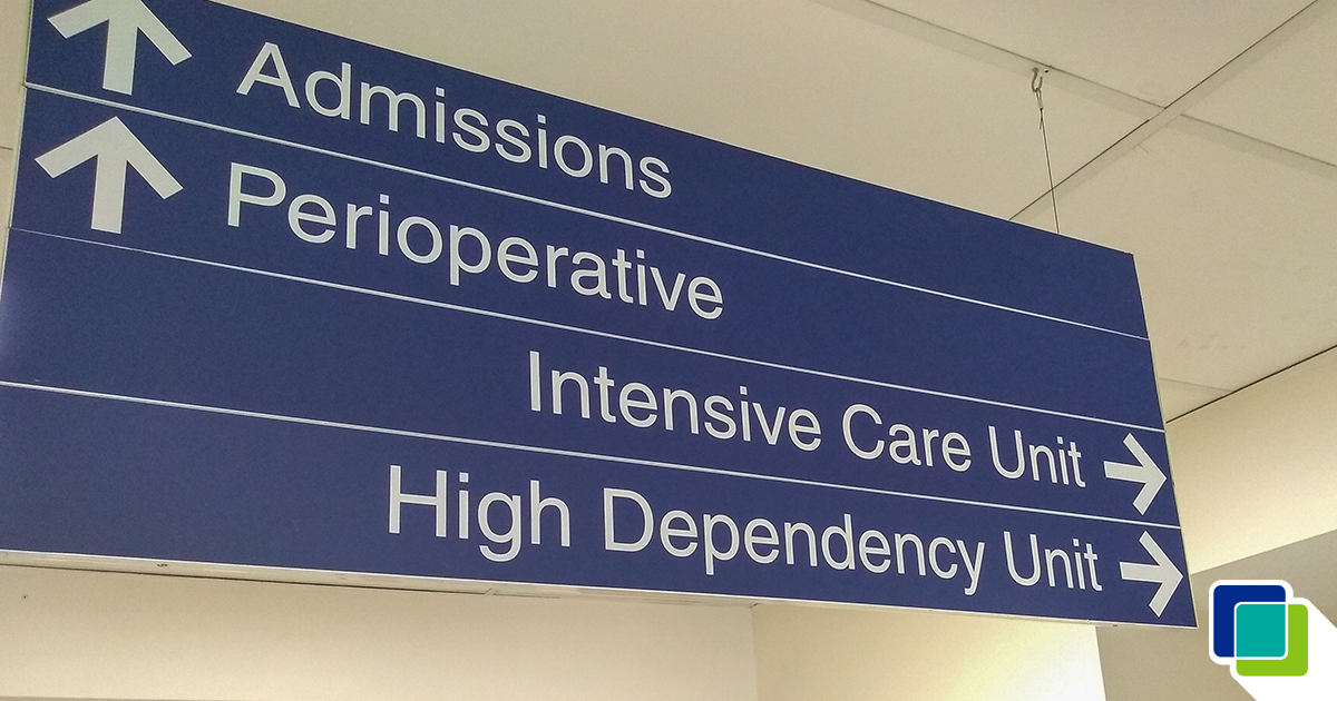 Hospital Directional Sign to ICU