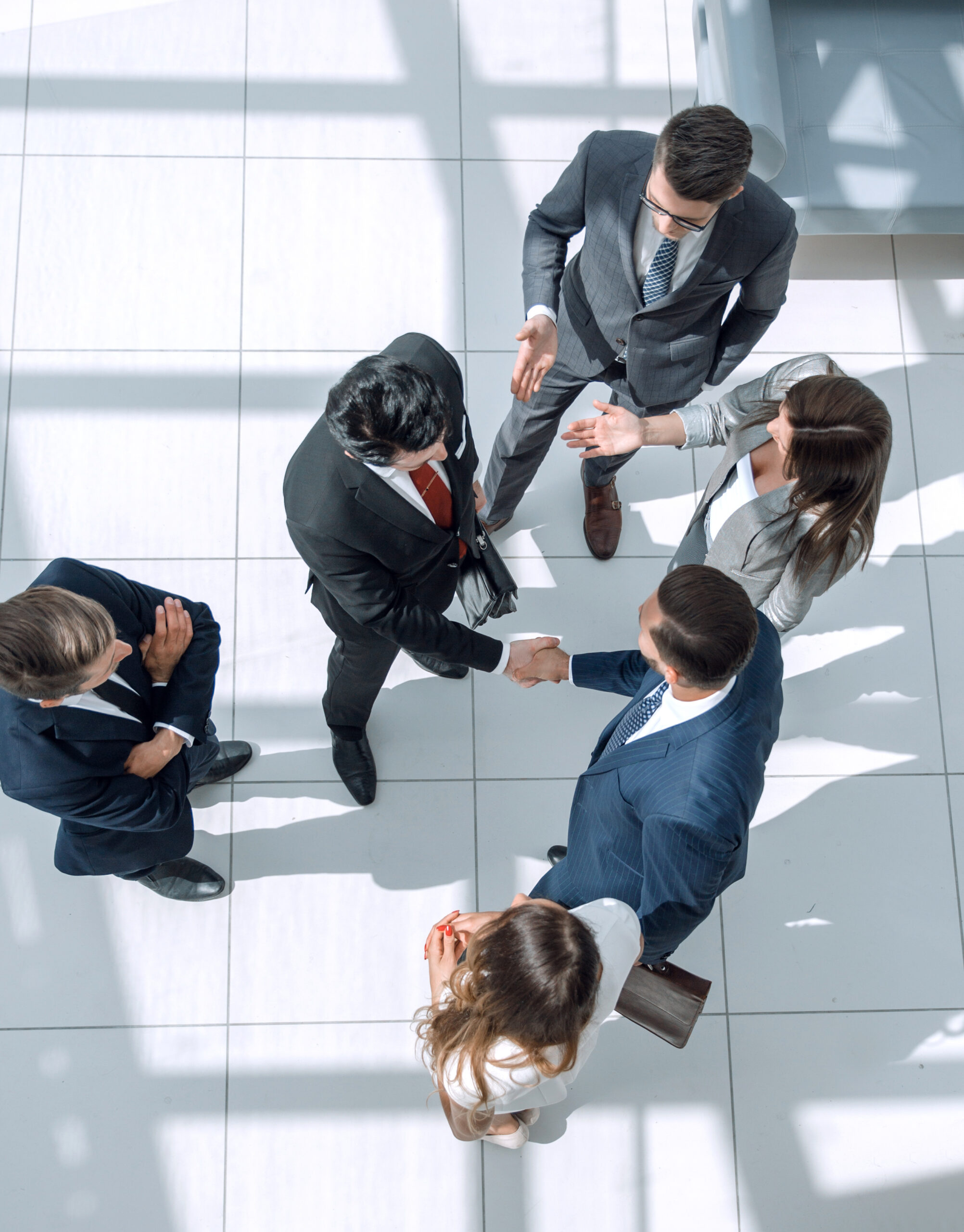 from the top view. business meeting partners